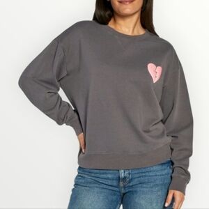 Wildfox‎ Sweatshirt Womens L Gray “I Wish It Was Saturday” Pink Heart Graphic